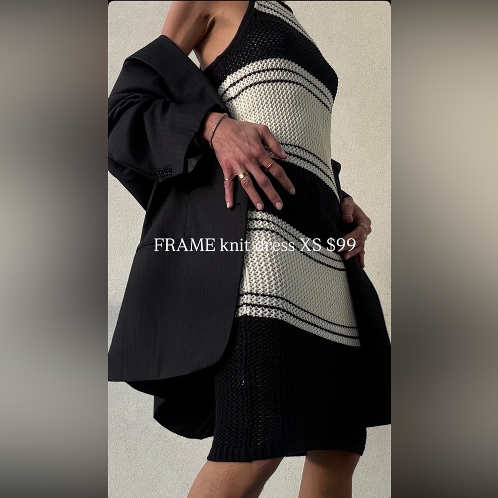 FRAME striped knit midi dress